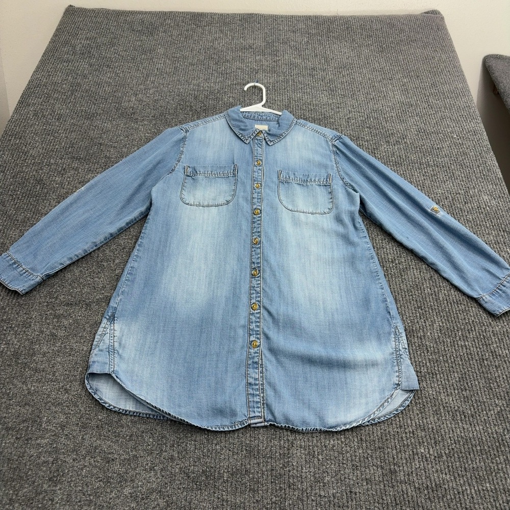 Chico's Shirt Womens 1 Blue Lyocell Button Down Long Sleeve Casual Classic